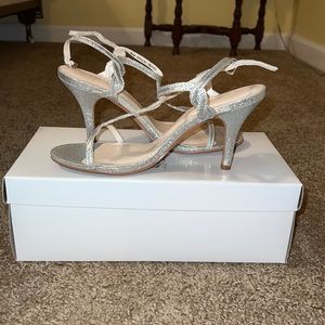 David’s bridal silver sparkly high heels